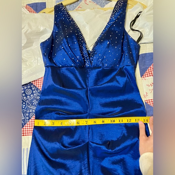 Cobalt blue mermaid gown with rhinestones, small - Picture 5 of 10